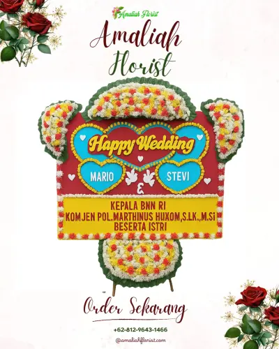 Karangan Papan Bunga Pernikahan di Umeanyar